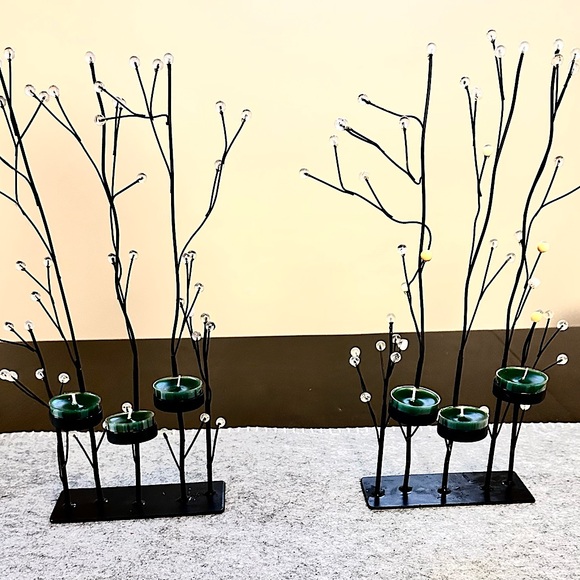 Pair of metal candelabra candle holders - Picture 2 of 7